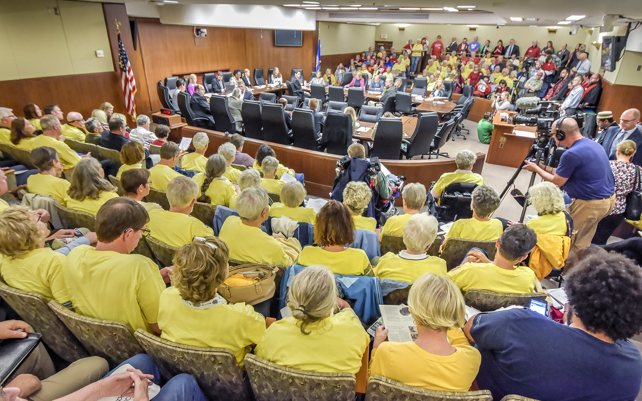 The hearing room for the House Health and Human Services Policy Committee was at capacity Wednesday where several bills had informational hearings. Photo by Andrew VonBank 